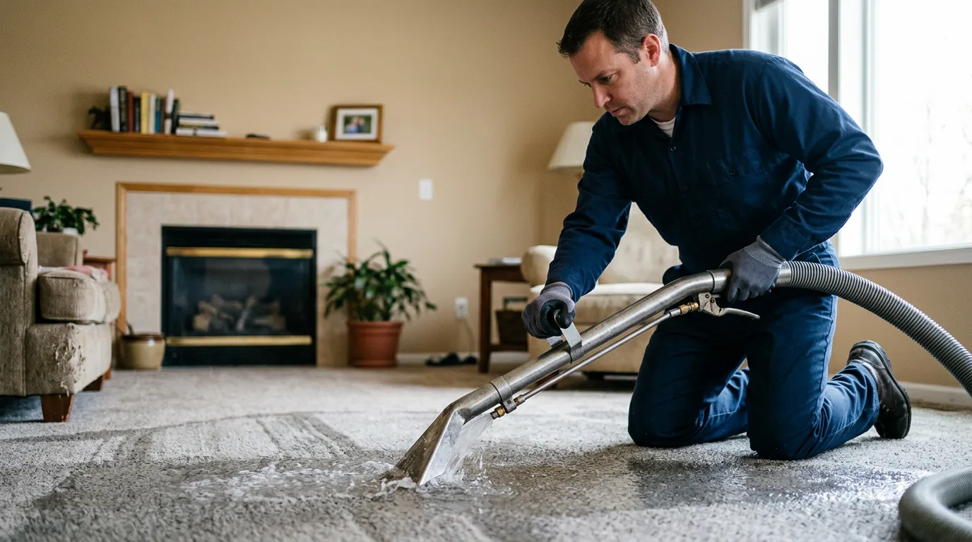 Water damage restoration technician working near Watauga, TN